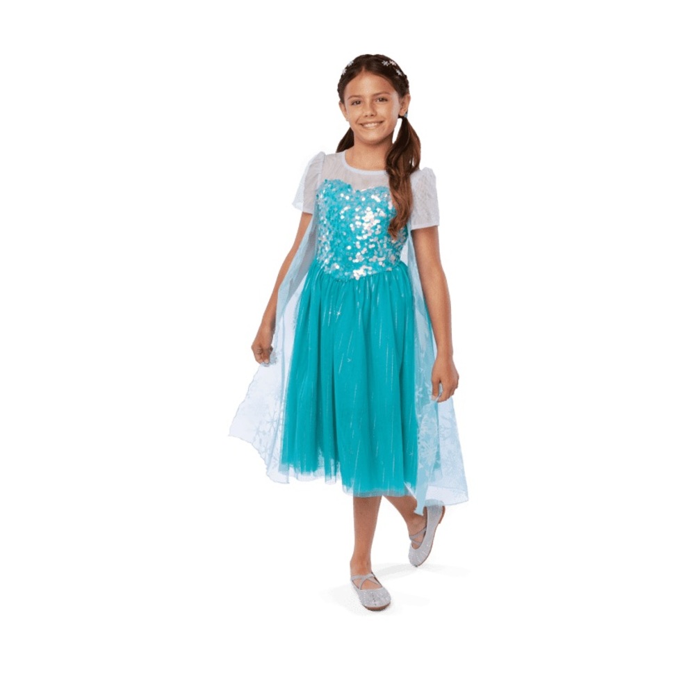 American Girl Disney Frozen Elsa Dress snowflake sequin teal blue girls 5T